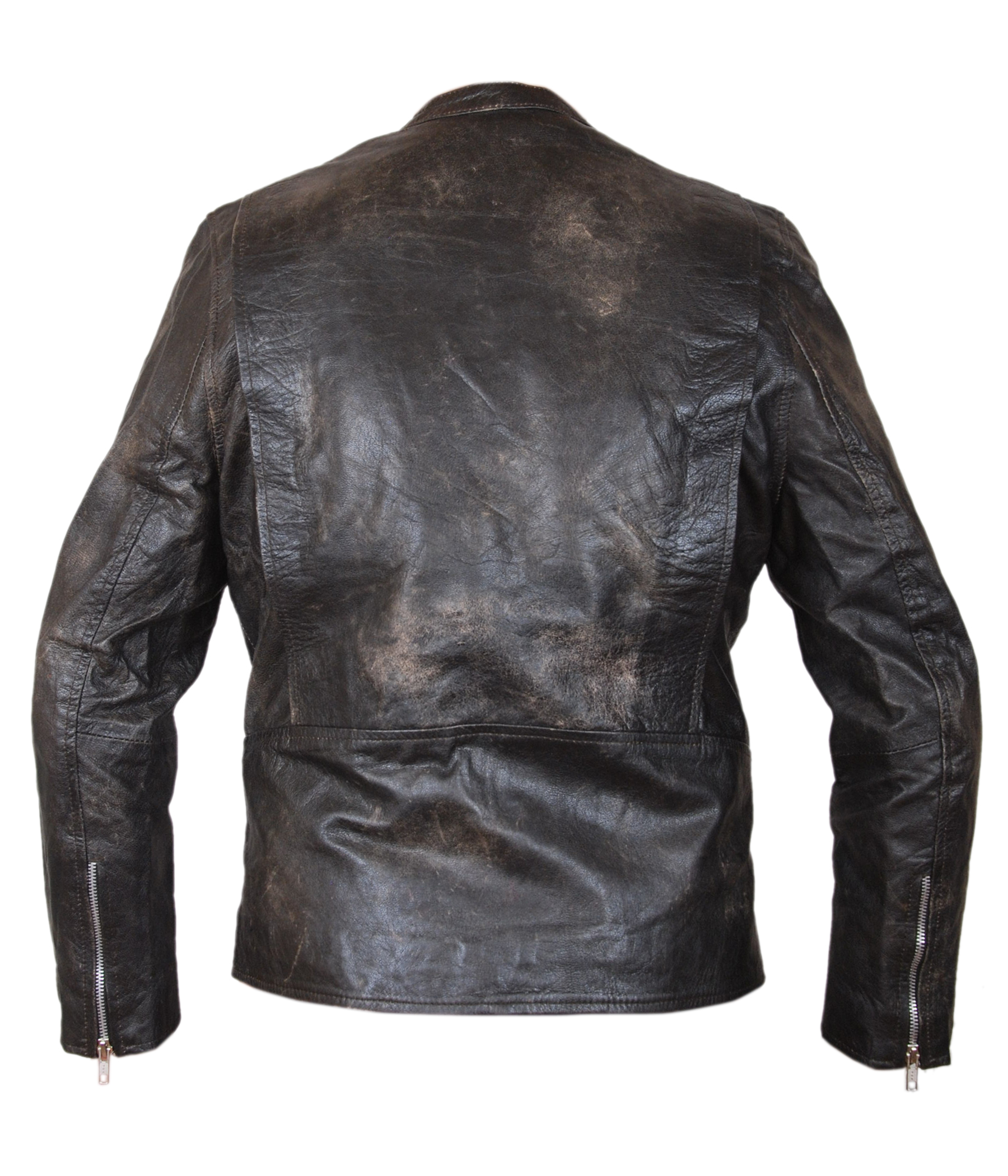 Burnt-Cow-Cracker — detail view of the zippered pockets and distressed leather texture