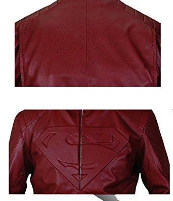 Superman Maroon Man Of Steel Jacket With Front Logo by MJ — interior lining and pocket detail showing functional storage